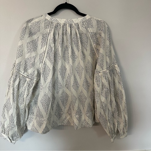 Madewell Shirred Balloon-Sleeve Top in Geometric Print in Lighthouse Sz XL NWT - Picture 9 of 9